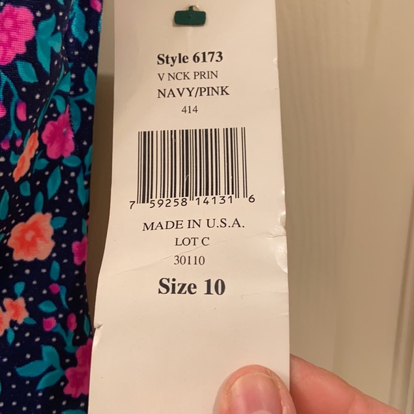 NWT gabar Swimsuit One Piece with Skirt Navy Pink Peach floral print WM SZ 10 🩱 - Picture 13 of 14